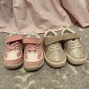 Toddler girl gold and pink sneakers - two pair size 4t